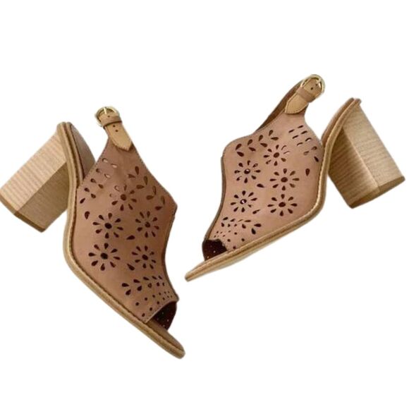 Anthropologie Lucia Cut Out Sandals 8.5 Tan NEW - Picture 2 of 12